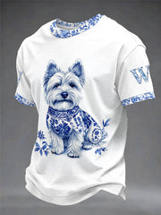 Men's Animal Dog Retro Unisex Casual Short-Sleeve T-Shirt