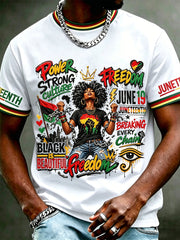 Men's Juneteenth 1865 Print Casual Short Sleeve T-shirt