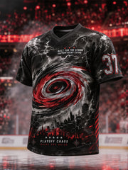 Men's Gift For Ice Hockey Fans Print Casual V-Neck Tee