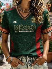 Women's Mexico Football Lover Art Printed T-shirt
