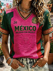 Women's Mexico Football Lover Art Printed T-shirt