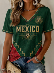 Women's Gift For Football Fans Print Casual V-Neck Tee