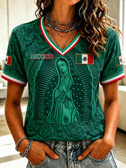 Women's Mexico Football Lover Art Short Sleeve T-shirt