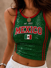 Women's Mexico Football Lover Art Print Casual Vest