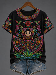 Women's Mexico Guelaguetza Lele Doll Art Printed T-shirt