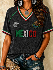 Women's Mexico Lover Art V-neck Short Sleeve T-shirt