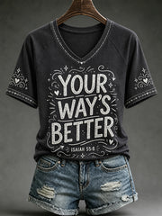 Women's Christian Your Ways Better V-neck Off-shoulder Short Sleeve T-shirt