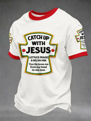 Men's Catch Up With Jesus Print Casual Tee