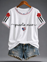 Women's Puerto Rico Art Boricua Printed T-shirt
