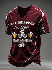 Men's ICH LIEBE 2 DINGE Im Leben RADFAHREN UND BIER V-neck T-shirt