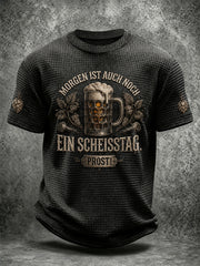Herren-Freizeit-T-Shirt mit witzigem Slogan-Druck und Waffelstruktur