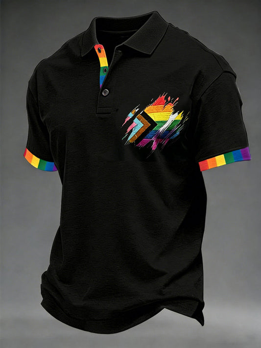 Men's Pride Month Rainbow Flag Printed Short Sleeve Top