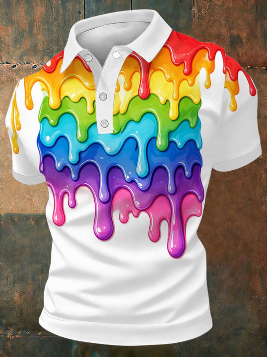 Men's Pride Month Rainbow Art Printed Short Sleeve Top