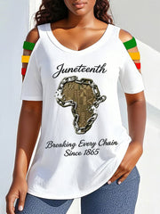 Women's Juneteenth Breaking Every Chain Since 1865 Print T-Shirt
