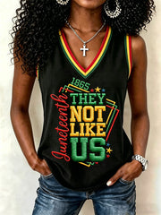 Women's Juneteenth They Not Like Us Since 1865 Print Casual V-Neck Vests