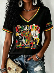 Women's Juneteenth 1865 Print Casual Short Sleeve T-shirt