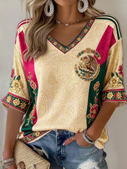 Women's Mexico Football Lover Art Printed T-shirt