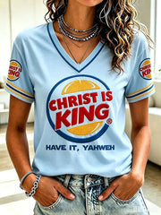 Women's 'Christ is King' V-neck T-shirts