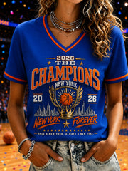 Women's Champions 2026 Gift For Basketball Fans Print Short Sleeve T-shirt