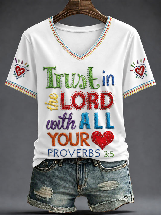 Women's Faith Printed V-neck T-shirt