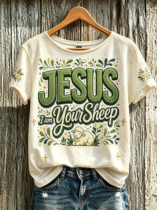 Women's Faith Slogan Pattern Printed Leisure Round Neck Short sleeve T-shirt