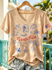 Women's Puerto Rico Printed short-sleeved T-shirt