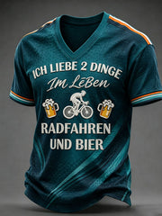 Men's ICH LIEBE 2 DINGE Im Leben RADFAHREN UND BIER V-neck T-shirt