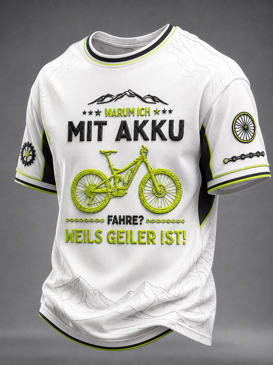 Men's WARUM ICH MIT AKKU FAHRE? WEILS GEILER IST! Short Sleeves T-shirt