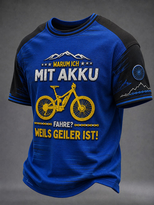 Men's WARUM ICH MIT AKKU FAHRE? WEILS GEILER IST! Short Sleeves T-shirt
