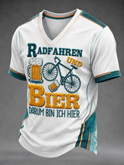 Men's RADFAHREN UND BIER DARUM BIN ICH HIER V-neck T-shirt