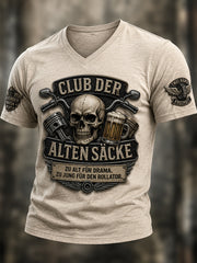 Lustiges Freizeit-T-Shirt für Herren mit Slogan-Print und V-Ausschnitt