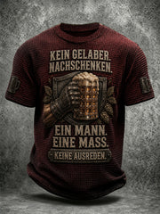 Herren-Freizeit-T-Shirt mit witzigem Slogan-Druck und Waffelstruktur