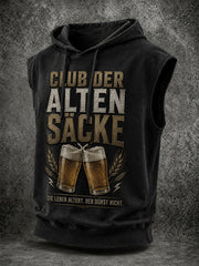 Lustiges Herren-Sweatshirt mit Aufdruck, ärmellos und mit Kapuze