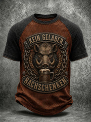 Herren-Freizeit-T-Shirt mit witzigem Slogan-Druck und Waffelstruktur
