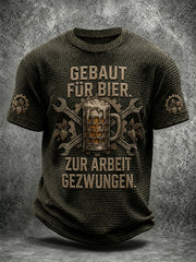 Herren-Freizeit-T-Shirt mit witzigem Slogan-Druck und Waffelstruktur