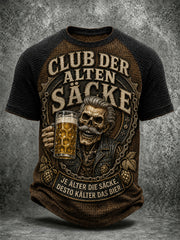 Herren-Freizeit-T-Shirt mit witzigem Slogan-Druck und Waffelstruktur