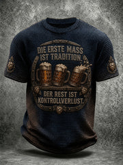 Herren-Freizeit-T-Shirt mit witzigem Slogan-Druck und Waffelstruktur