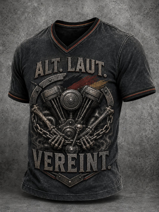 Herren-Tag der Deutschen Einheit-Witziger Slogan-Print-V-Ausschnitt-T-Shirt
