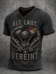Herren-Tag der Deutschen Einheit-Witziger Slogan-Print-V-Ausschnitt-T-Shirt
