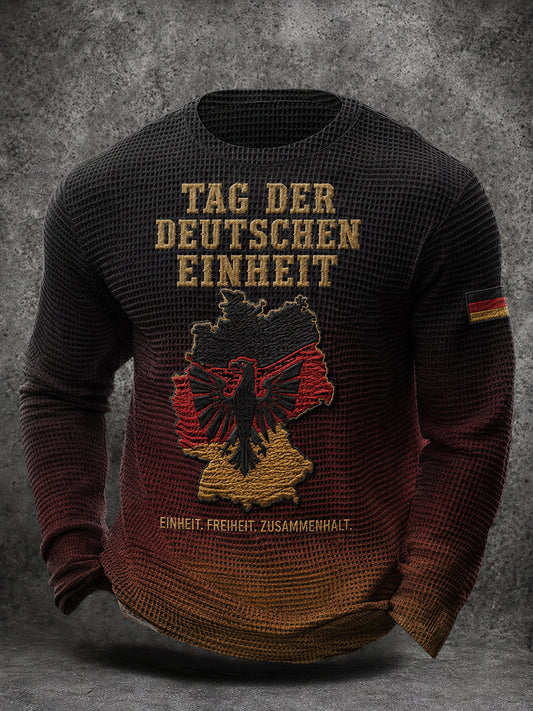 Herren-Tag der Deutschen Einheit Print Waffel-Langarm-T-Shirt